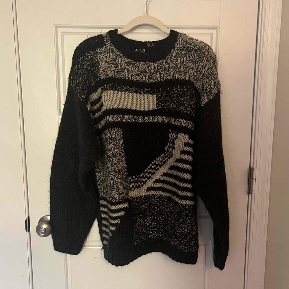 SALE Brown and Cream Knit Sweater | XL